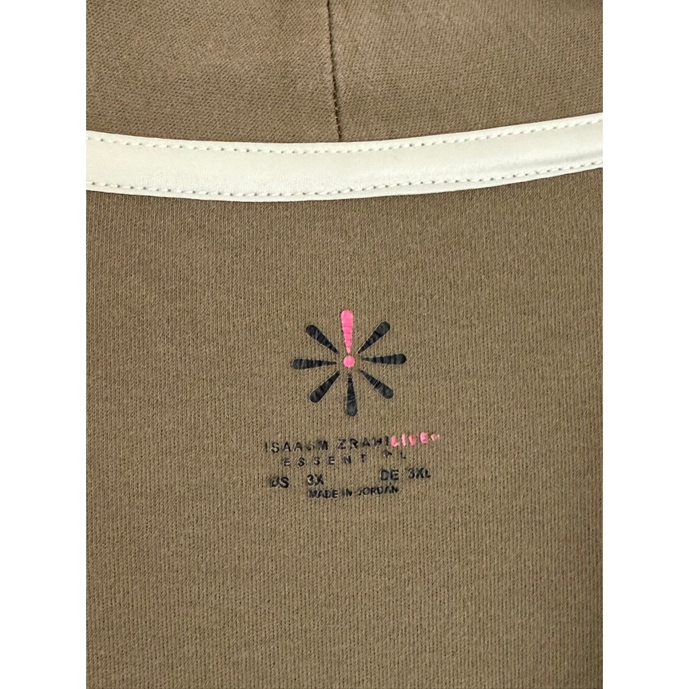 Isaac Mizrahi Live Essentials Olive Green Open Front Cardigan Pockets 3X Plus - Picture 2 of 9